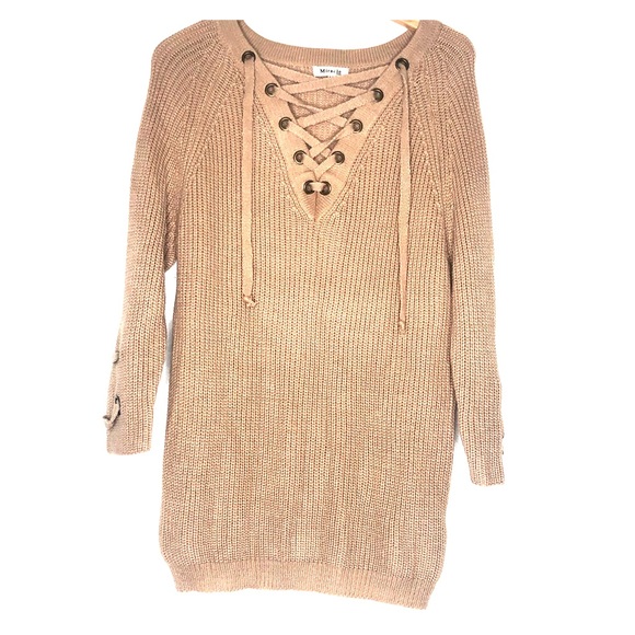 Miracle Lace Up V Neck Sweater S/M - Picture 2 of 6